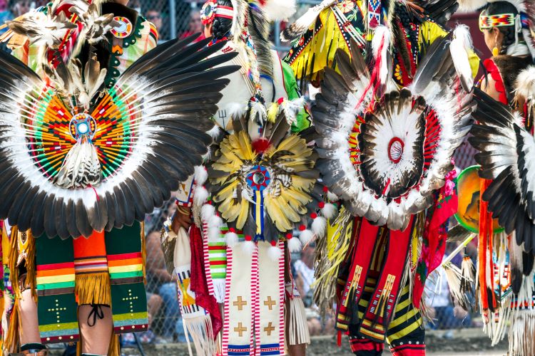 Traditional outfits worn by local native americans during cultural event